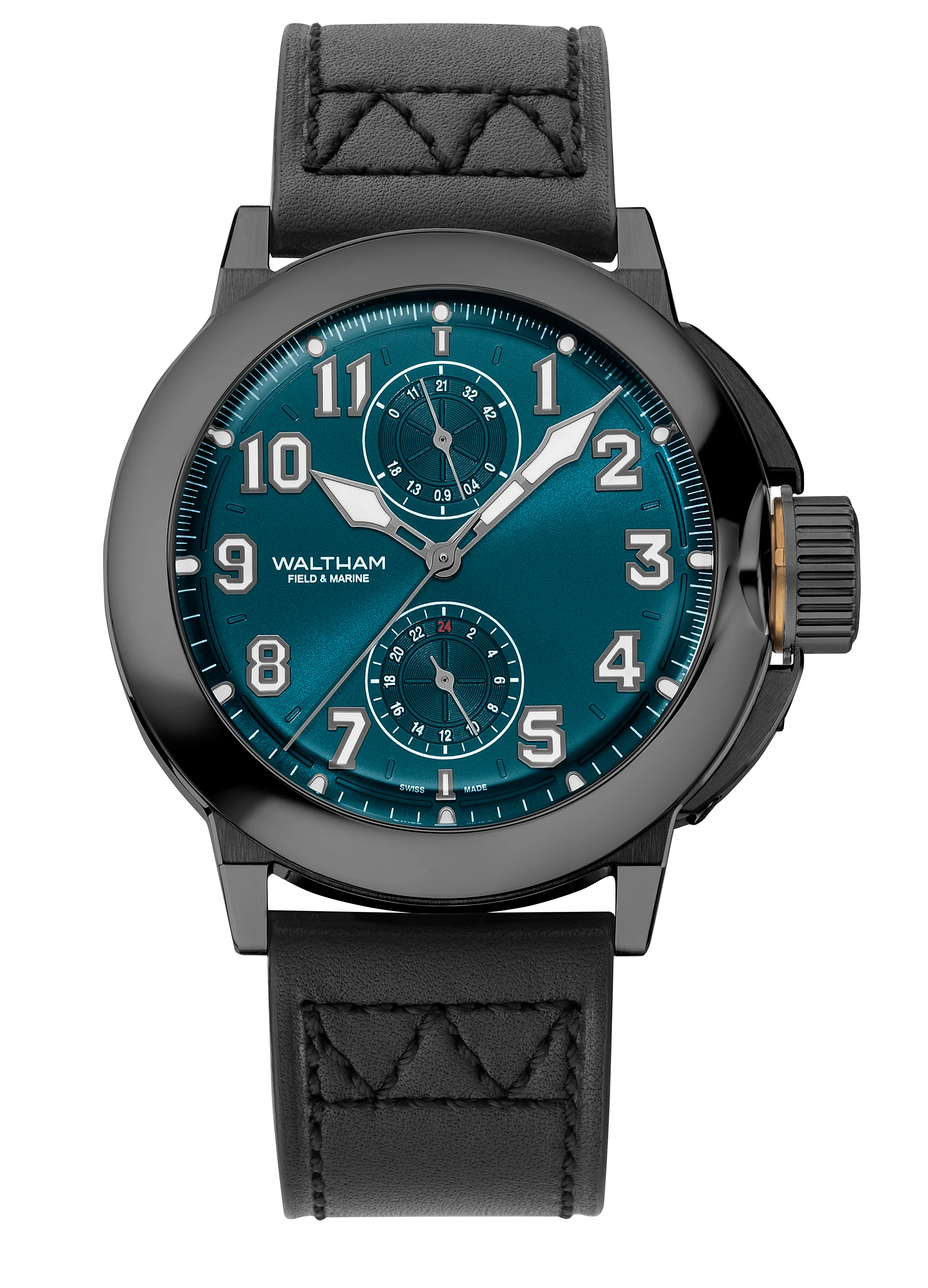 Field & Marine Dual Time Petrol Blue Sunray Dial